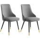 Contemporary Dining Chair Solid Back Chair with 4 Metal Legs for Home Use Smoke Gray 2 Piece Set Brass Gold Clearhalo ' kitchen&dining_furn' 'Dining Chairs' 'Dining Tables & Seating' 'dining_chair' 'furn' 'furn_dining_chair' 'Furniture' 'furniture_dining_chair' 'Kitchen & Dining Furniture' 'kitchen' 3596754