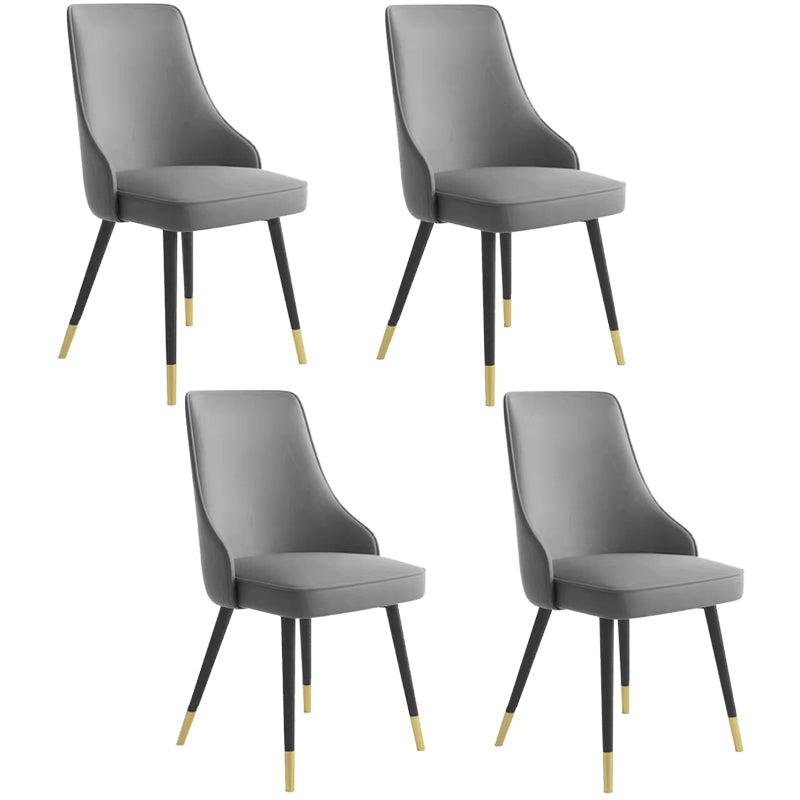 Contemporary Dining Chair Solid Back Chair with 4 Metal Legs for Home Use Smoke Gray 4 Piece Set Brass Gold Clearhalo ' kitchen&dining_furn' 'Dining Chairs' 'Dining Tables & Seating' 'dining_chair' 'furn' 'furn_dining_chair' 'Furniture' 'furniture_dining_chair' 'Kitchen & Dining Furniture' 'kitchen' 3596755