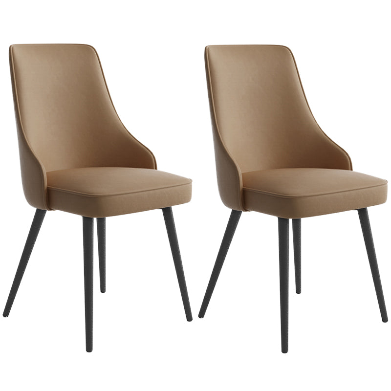 Contemporary Dining Chair Solid Back Chair with 4 Metal Legs for Home Use Light Coffee 2 Piece Set Black Clearhalo ' kitchen&dining_furn' 'Dining Chairs' 'Dining Tables & Seating' 'dining_chair' 'furn' 'furn_dining_chair' 'Furniture' 'furniture_dining_chair' 'Kitchen & Dining Furniture' 'kitchen' 3596760