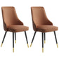 Contemporary Dining Chair Solid Back Chair with 4 Metal Legs for Home Use Dark Coffee 2 Piece Set Brass Gold Clearhalo ' kitchen&dining_furn' 'Dining Chairs' 'Dining Tables & Seating' 'dining_chair' 'furn' 'furn_dining_chair' 'Furniture' 'furniture_dining_chair' 'Kitchen & Dining Furniture' 'kitchen' 3596763