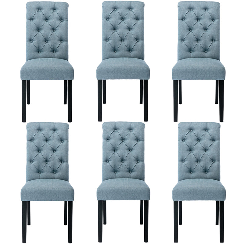 Modern Solid Back Kitchen Dining Side Chair with Black Wood Legs Dining Side Chair Blue 6 Piece Set Clearhalo ' kitchen&dining_furn' 'Dining Chairs' 'Dining Tables & Seating' 'dining_chair' 'furn' 'furn_dining_chair' 'Furniture' 'furniture_dining_chair' 'Kitchen & Dining Furniture' 'kitchen' 3596769