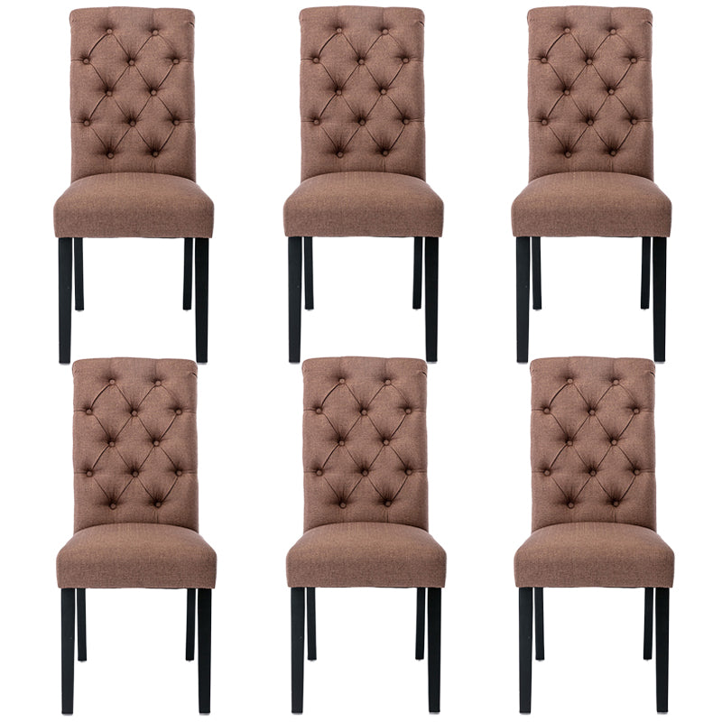 Modern Solid Back Kitchen Dining Side Chair with Black Wood Legs Dining Side Chair Coffee 6 Piece Set Clearhalo ' kitchen&dining_furn' 'Dining Chairs' 'Dining Tables & Seating' 'dining_chair' 'furn' 'furn_dining_chair' 'Furniture' 'furniture_dining_chair' 'Kitchen & Dining Furniture' 'kitchen' 3596776