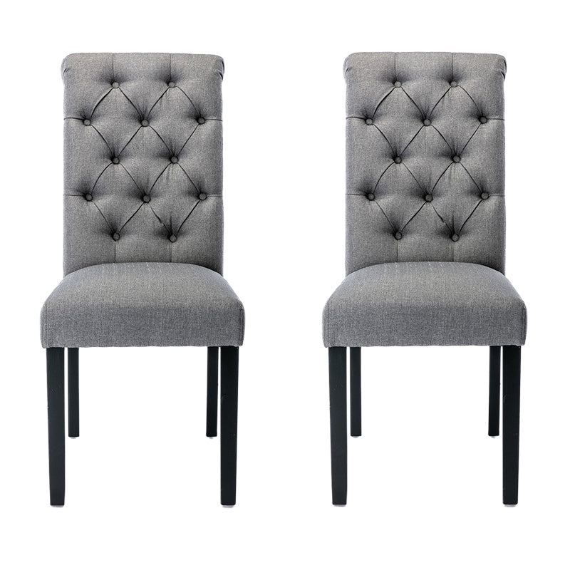 Modern Solid Back Kitchen Dining Side Chair with Black Wood Legs Dining Side Chair Grey 2 Piece Set Clearhalo ' kitchen&dining_furn' 'Dining Chairs' 'Dining Tables & Seating' 'dining_chair' 'furn' 'furn_dining_chair' 'Furniture' 'furniture_dining_chair' 'Kitchen & Dining Furniture' 'kitchen' 3596777