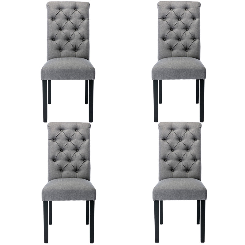 Modern Solid Back Kitchen Dining Side Chair with Black Wood Legs Dining Side Chair Grey 4 Piece Set Clearhalo ' kitchen&dining_furn' 'Dining Chairs' 'Dining Tables & Seating' 'dining_chair' 'furn' 'furn_dining_chair' 'Furniture' 'furniture_dining_chair' 'Kitchen & Dining Furniture' 'kitchen' 3596779
