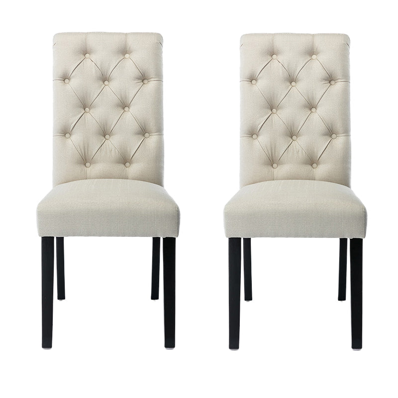 Modern Solid Back Kitchen Dining Side Chair with Black Wood Legs Dining Side Chair Cream 2 Piece Set Clearhalo ' kitchen&dining_furn' 'Dining Chairs' 'Dining Tables & Seating' 'dining_chair' 'furn' 'furn_dining_chair' 'Furniture' 'furniture_dining_chair' 'Kitchen & Dining Furniture' 'kitchen' 3596783