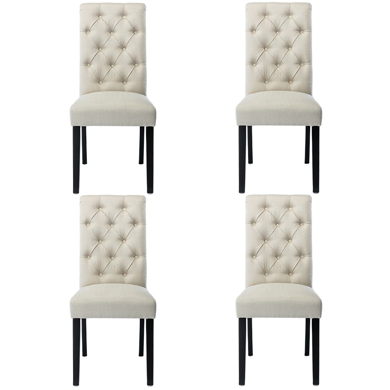 Modern Solid Back Kitchen Dining Side Chair with Black Wood Legs Dining Side Chair Cream 4 Piece Set Clearhalo ' kitchen&dining_furn' 'Dining Chairs' 'Dining Tables & Seating' 'dining_chair' 'furn' 'furn_dining_chair' 'Furniture' 'furniture_dining_chair' 'Kitchen & Dining Furniture' 'kitchen' 3596785