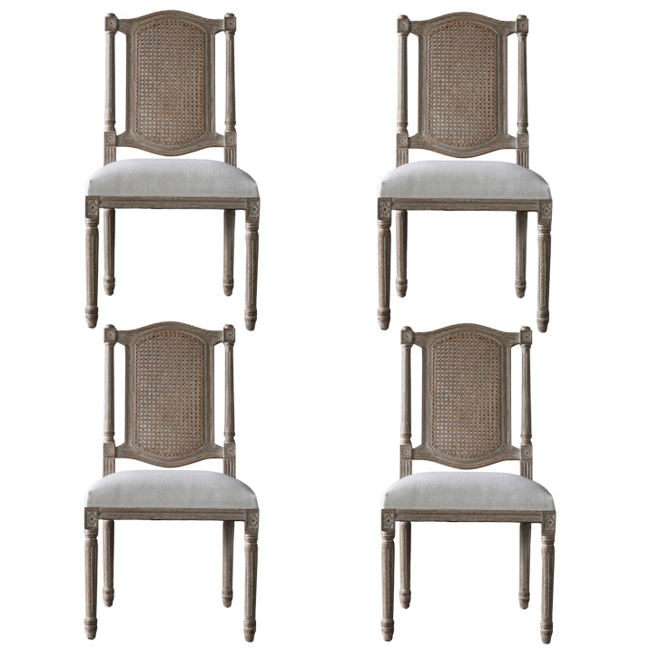 Solid Wood Country Style Dining Chairs Matte Finish Cane Back Dining Chairs Off-White 4 Piece Set Clearhalo ' kitchen&dining_furn' 'Dining Chairs' 'Dining Tables & Seating' 'dining_chair' 'furn' 'furn_dining_chair' 'Furniture' 'furniture_dining_chair' 'Kitchen & Dining Furniture' 'kitchen' 3596794