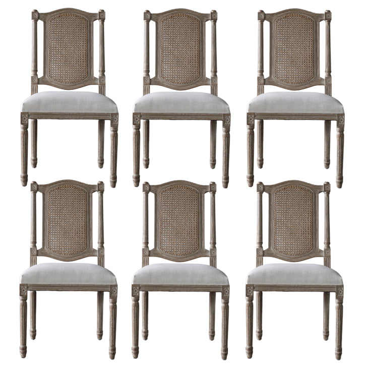 Solid Wood Country Style Dining Chairs Matte Finish Cane Back Dining Chairs Off-White 6 Piece Set Clearhalo ' kitchen&dining_furn' 'Dining Chairs' 'Dining Tables & Seating' 'dining_chair' 'furn' 'furn_dining_chair' 'Furniture' 'furniture_dining_chair' 'Kitchen & Dining Furniture' 'kitchen' 3596796