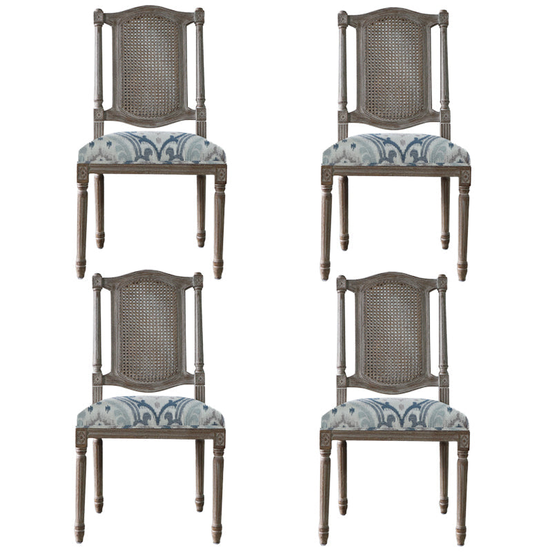 Solid Wood Country Style Dining Chairs Matte Finish Cane Back Dining Chairs Blue 4 Piece Set Clearhalo ' kitchen&dining_furn' 'Dining Chairs' 'Dining Tables & Seating' 'dining_chair' 'furn' 'furn_dining_chair' 'Furniture' 'furniture_dining_chair' 'Kitchen & Dining Furniture' 'kitchen' 3596800
