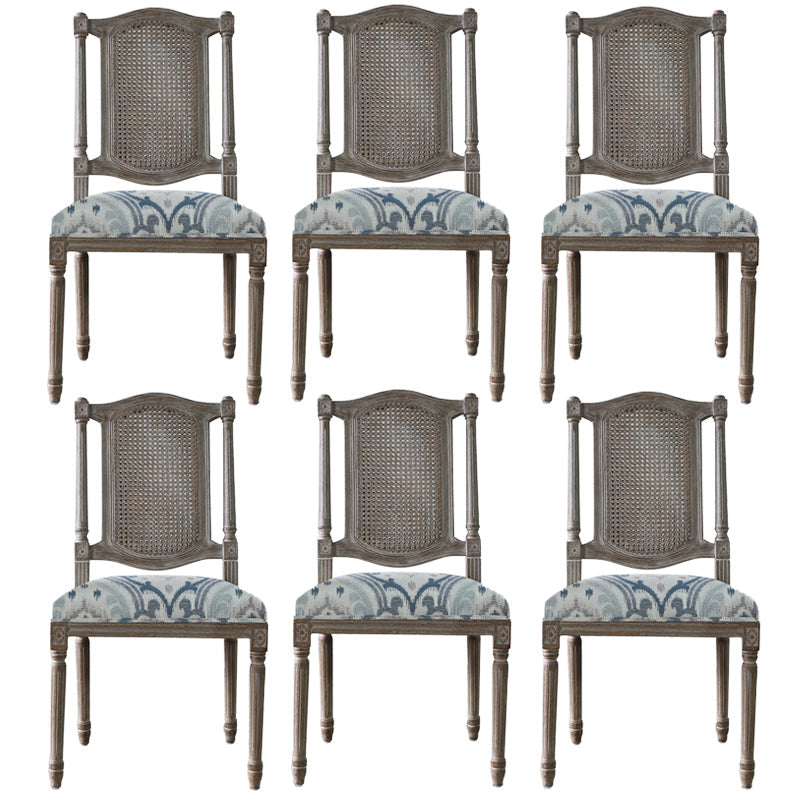 Solid Wood Country Style Dining Chairs Matte Finish Cane Back Dining Chairs Blue 6 Piece Set Clearhalo ' kitchen&dining_furn' 'Dining Chairs' 'Dining Tables & Seating' 'dining_chair' 'furn' 'furn_dining_chair' 'Furniture' 'furniture_dining_chair' 'Kitchen & Dining Furniture' 'kitchen' 3596802