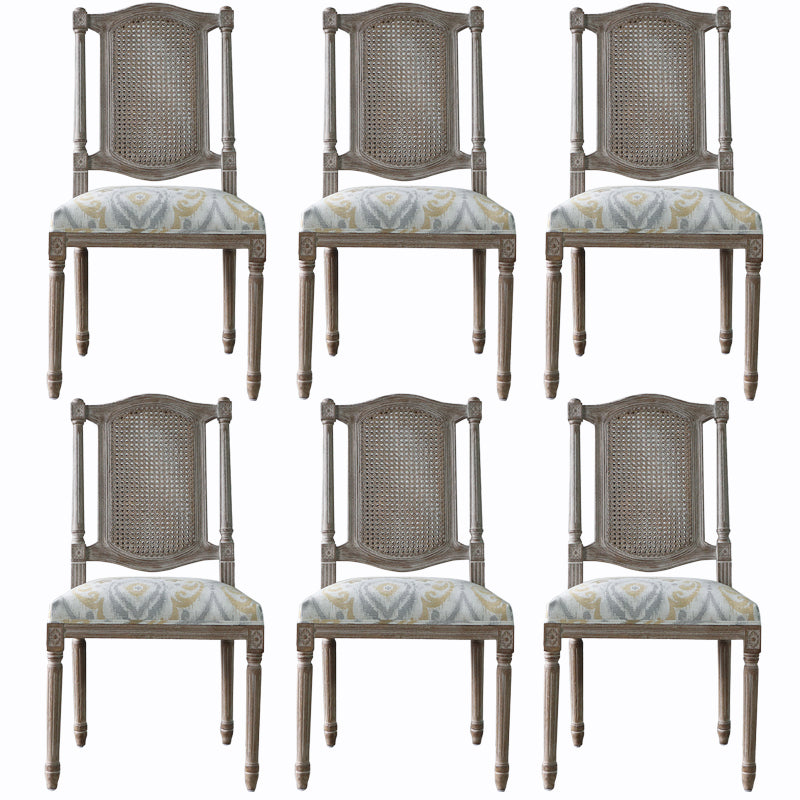 Solid Wood Country Style Dining Chairs Matte Finish Cane Back Dining Chairs Light Gold 6 Piece Set Clearhalo ' kitchen&dining_furn' 'Dining Chairs' 'Dining Tables & Seating' 'dining_chair' 'furn' 'furn_dining_chair' 'Furniture' 'furniture_dining_chair' 'Kitchen & Dining Furniture' 'kitchen' 3596807