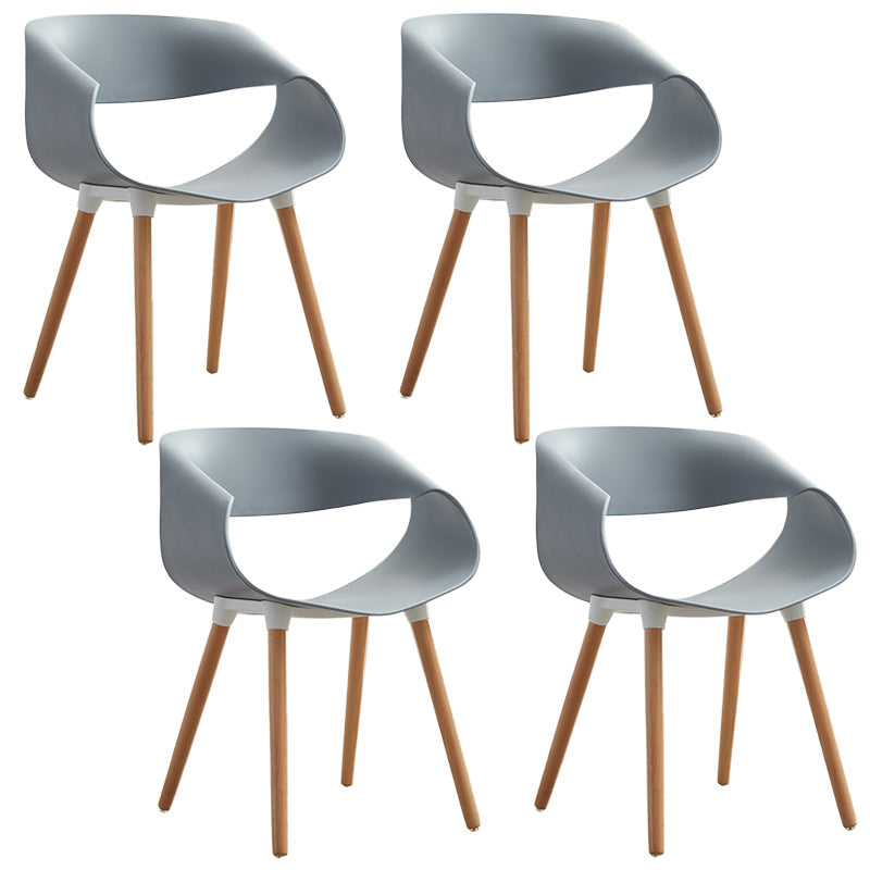 Plastic Dining Side Chairs Glam Indoor-Outdoor Chair of 18'' Wide Open Back Dining Side Chair Grey 4 Piece Set Clearhalo ' kitchen&dining_furn' 'Dining Chairs' 'Dining Tables & Seating' 'dining_chair' 'furn' 'furn_dining_chair' 'Furniture' 'furniture_dining_chair' 'Kitchen & Dining Furniture' 'kitchen' 3596812