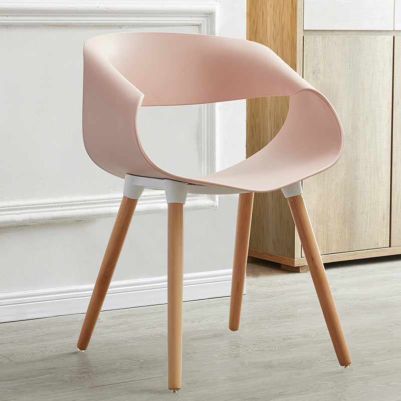 Plastic Dining Side Chairs Glam Indoor-Outdoor Chair of 18'' Wide Open Back Dining Side Chair Pink 1 Piece Clearhalo ' kitchen&dining_furn' 'Dining Chairs' 'Dining Tables & Seating' 'dining_chair' 'furn' 'furn_dining_chair' 'Furniture' 'furniture_dining_chair' 'Kitchen & Dining Furniture' 'kitchen' 3596815