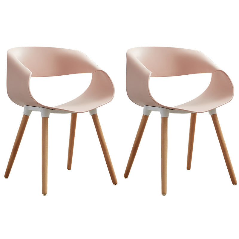 Plastic Dining Side Chairs Glam Indoor-Outdoor Chair of 18'' Wide Open Back Dining Side Chair Pink 2 Piece Set Clearhalo ' kitchen&dining_furn' 'Dining Chairs' 'Dining Tables & Seating' 'dining_chair' 'furn' 'furn_dining_chair' 'Furniture' 'furniture_dining_chair' 'Kitchen & Dining Furniture' 'kitchen' 3596816