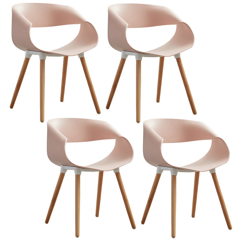 Plastic Dining Side Chairs Glam Indoor-Outdoor Chair of 18'' Wide Open Back Dining Side Chair Pink 4 Piece Set Clearhalo ' kitchen&dining_furn' 'Dining Chairs' 'Dining Tables & Seating' 'dining_chair' 'furn' 'furn_dining_chair' 'Furniture' 'furniture_dining_chair' 'Kitchen & Dining Furniture' 'kitchen' 3596818