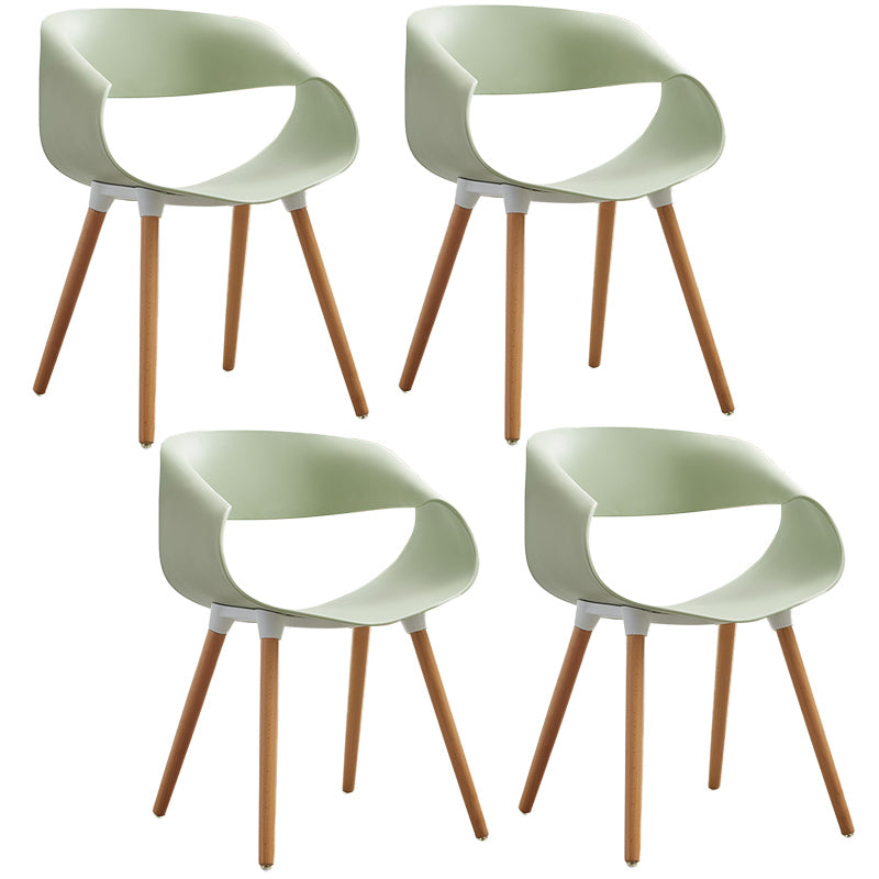 Plastic Dining Side Chairs Glam Indoor-Outdoor Chair of 18'' Wide Open Back Dining Side Chair Green 4 Piece Set Clearhalo ' kitchen&dining_furn' 'Dining Chairs' 'Dining Tables & Seating' 'dining_chair' 'furn' 'furn_dining_chair' 'Furniture' 'furniture_dining_chair' 'Kitchen & Dining Furniture' 'kitchen' 3596833