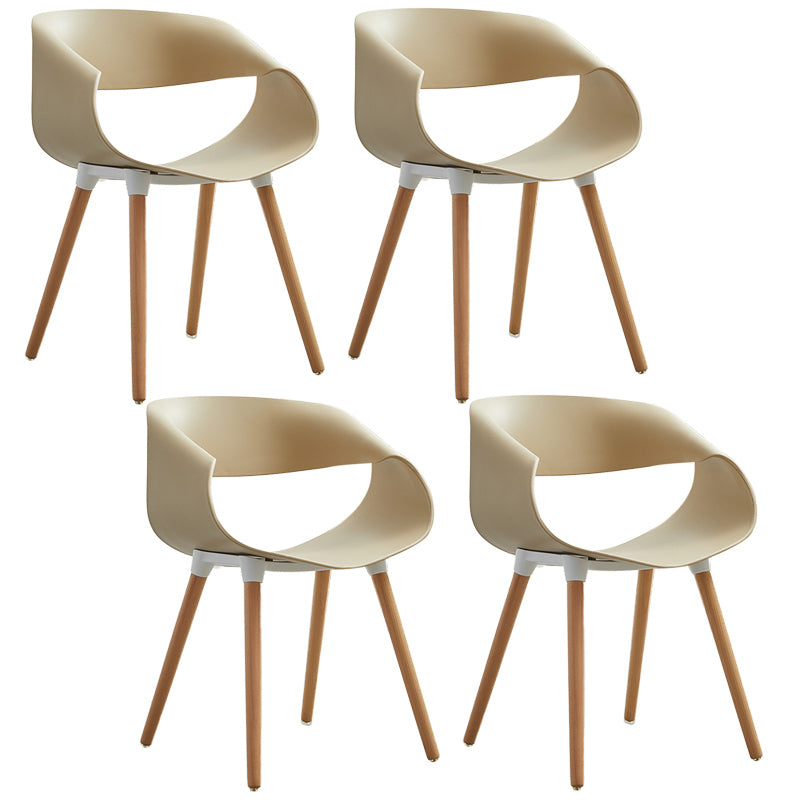 Plastic Dining Side Chairs Glam Indoor-Outdoor Chair of 18'' Wide Open Back Dining Side Chair Yellow 4 Piece Set Clearhalo ' kitchen&dining_furn' 'Dining Chairs' 'Dining Tables & Seating' 'dining_chair' 'furn' 'furn_dining_chair' 'Furniture' 'furniture_dining_chair' 'Kitchen & Dining Furniture' 'kitchen' 3596836