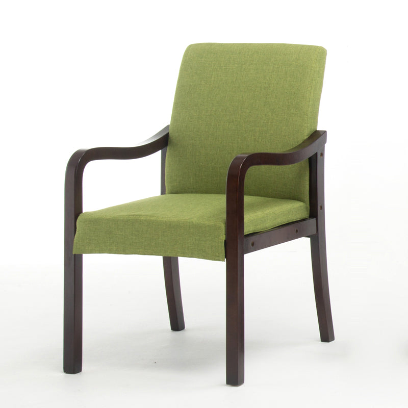 Contemporary Home Arm Chair Solid Back Upholstered Wood Dining Room Chair Green 1 Piece Walnut Clearhalo ' kitchen&dining_furn' 'Dining Chairs' 'Dining Tables & Seating' 'dining_chair' 'furn' 'furn_dining_chair' 'Furniture' 'furniture_dining_chair' 'Kitchen & Dining Furniture' 'kitchen' 3596838