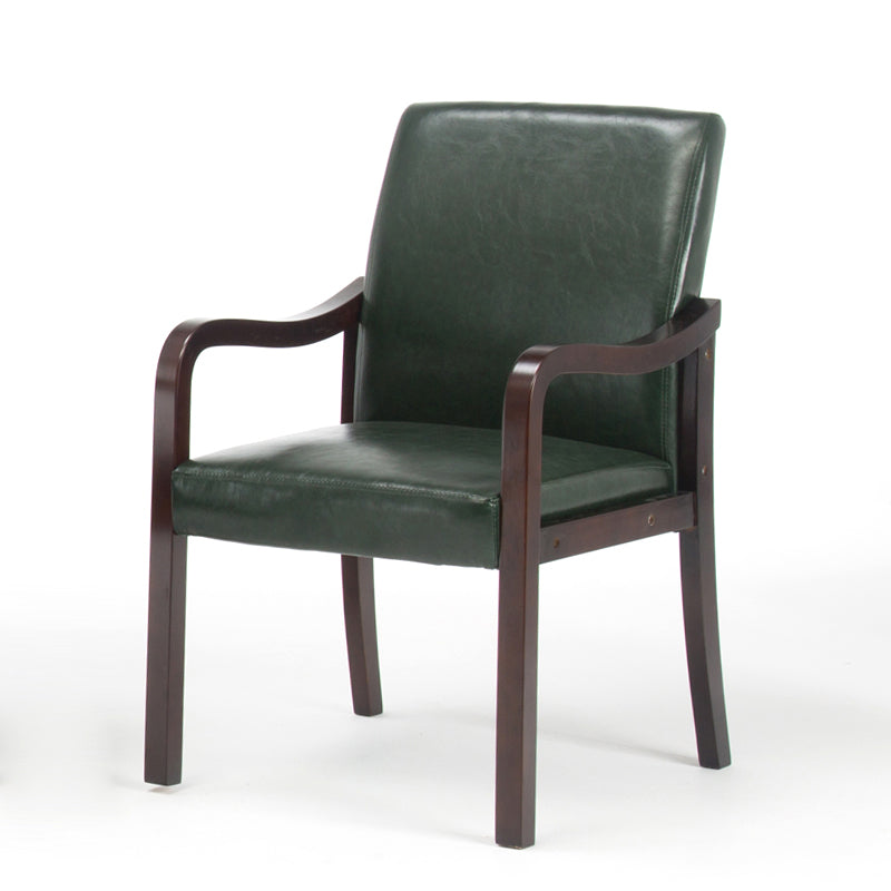 Contemporary Home Arm Chair Solid Back Upholstered Wood Dining Room Chair Blackish Green 1 Piece Walnut Clearhalo ' kitchen&dining_furn' 'Dining Chairs' 'Dining Tables & Seating' 'dining_chair' 'furn' 'furn_dining_chair' 'Furniture' 'furniture_dining_chair' 'Kitchen & Dining Furniture' 'kitchen' 3596843