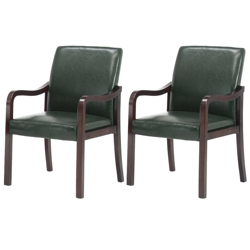 Contemporary Home Arm Chair Solid Back Upholstered Wood Dining Room Chair Blackish Green 2 Piece Set Walnut Clearhalo ' kitchen&dining_furn' 'Dining Chairs' 'Dining Tables & Seating' 'dining_chair' 'furn' 'furn_dining_chair' 'Furniture' 'furniture_dining_chair' 'Kitchen & Dining Furniture' 'kitchen' 3596846