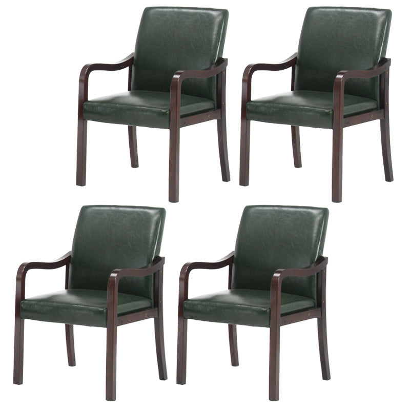 Contemporary Home Arm Chair Solid Back Upholstered Wood Dining Room Chair Blackish Green 4 Piece Set Walnut Clearhalo ' kitchen&dining_furn' 'Dining Chairs' 'Dining Tables & Seating' 'dining_chair' 'furn' 'furn_dining_chair' 'Furniture' 'furniture_dining_chair' 'Kitchen & Dining Furniture' 'kitchen' 3596848