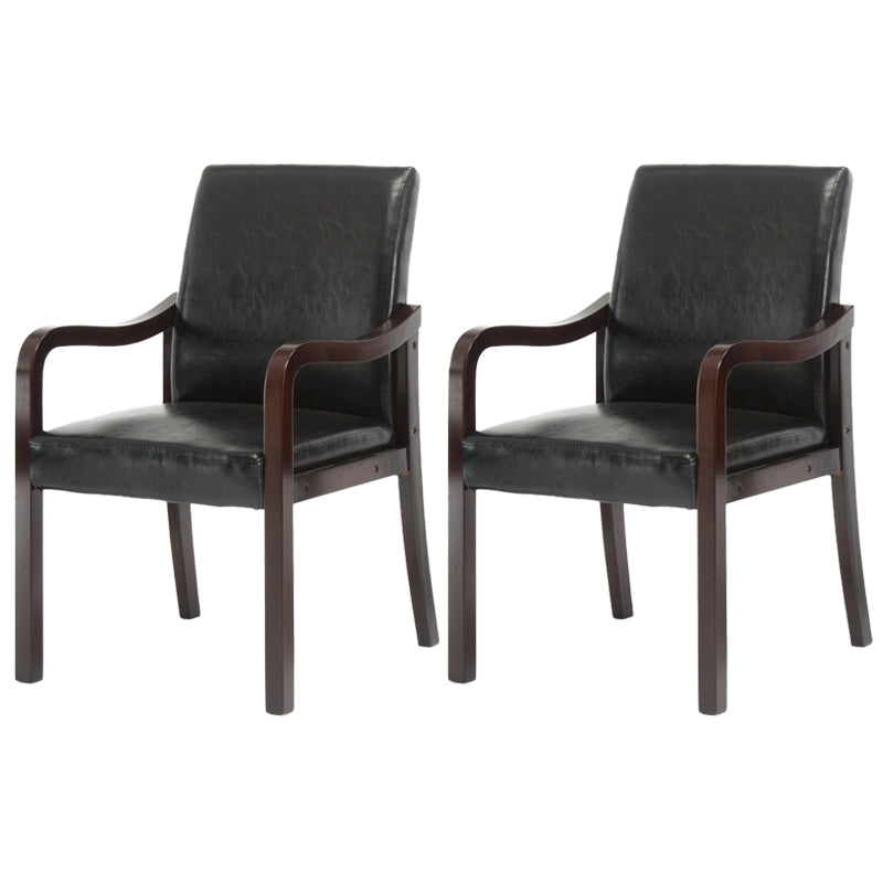 Contemporary Home Arm Chair Solid Back Upholstered Wood Dining Room Chair Black 2 Piece Set Walnut Clearhalo ' kitchen&dining_furn' 'Dining Chairs' 'Dining Tables & Seating' 'dining_chair' 'furn' 'furn_dining_chair' 'Furniture' 'furniture_dining_chair' 'Kitchen & Dining Furniture' 'kitchen' 3596852