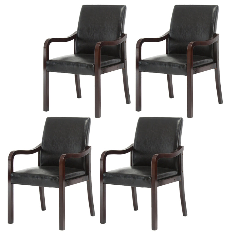Contemporary Home Arm Chair Solid Back Upholstered Wood Dining Room Chair Black 4 Piece Set Walnut Clearhalo ' kitchen&dining_furn' 'Dining Chairs' 'Dining Tables & Seating' 'dining_chair' 'furn' 'furn_dining_chair' 'Furniture' 'furniture_dining_chair' 'Kitchen & Dining Furniture' 'kitchen' 3596854