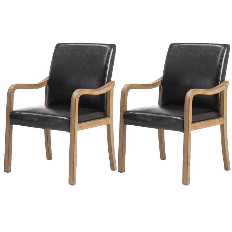 Contemporary Home Arm Chair Solid Back Upholstered Wood Dining Room Chair Black 2 Piece Set Natural Wood Clearhalo ' kitchen&dining_furn' 'Dining Chairs' 'Dining Tables & Seating' 'dining_chair' 'furn' 'furn_dining_chair' 'Furniture' 'furniture_dining_chair' 'Kitchen & Dining Furniture' 'kitchen' 3596858