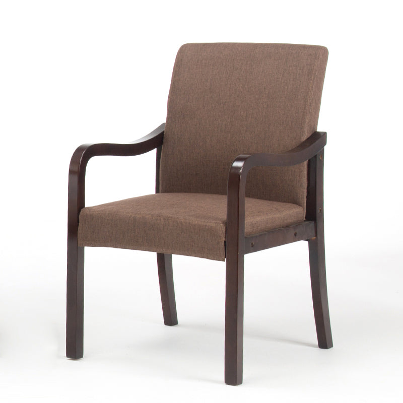 Contemporary Home Arm Chair Solid Back Upholstered Wood Dining Room Chair Coffee 1 Piece Walnut Clearhalo ' kitchen&dining_furn' 'Dining Chairs' 'Dining Tables & Seating' 'dining_chair' 'furn' 'furn_dining_chair' 'Furniture' 'furniture_dining_chair' 'Kitchen & Dining Furniture' 'kitchen' 3596860
