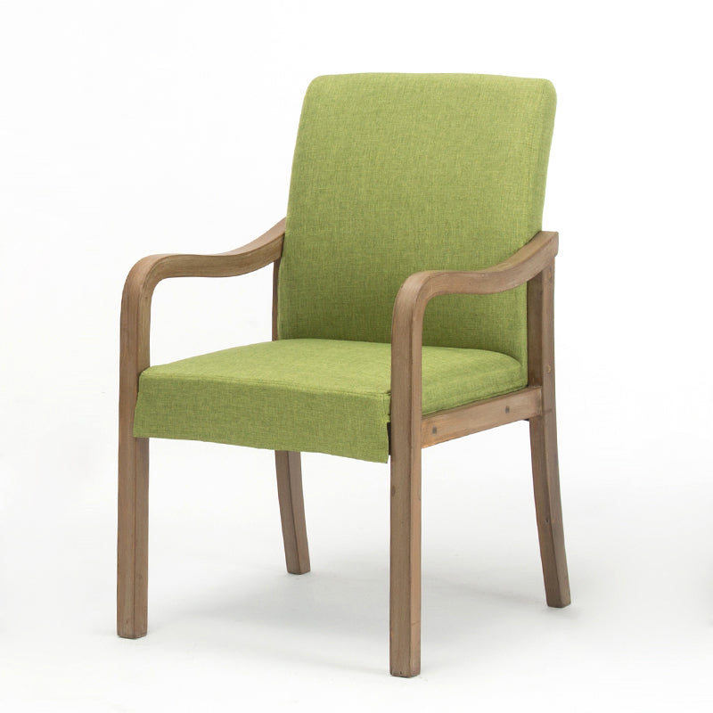 Contemporary Home Arm Chair Solid Back Upholstered Wood Dining Room Chair Green 1 Piece Natural Wood Clearhalo ' kitchen&dining_furn' 'Dining Chairs' 'Dining Tables & Seating' 'dining_chair' 'furn' 'furn_dining_chair' 'Furniture' 'furniture_dining_chair' 'Kitchen & Dining Furniture' 'kitchen' 3596863