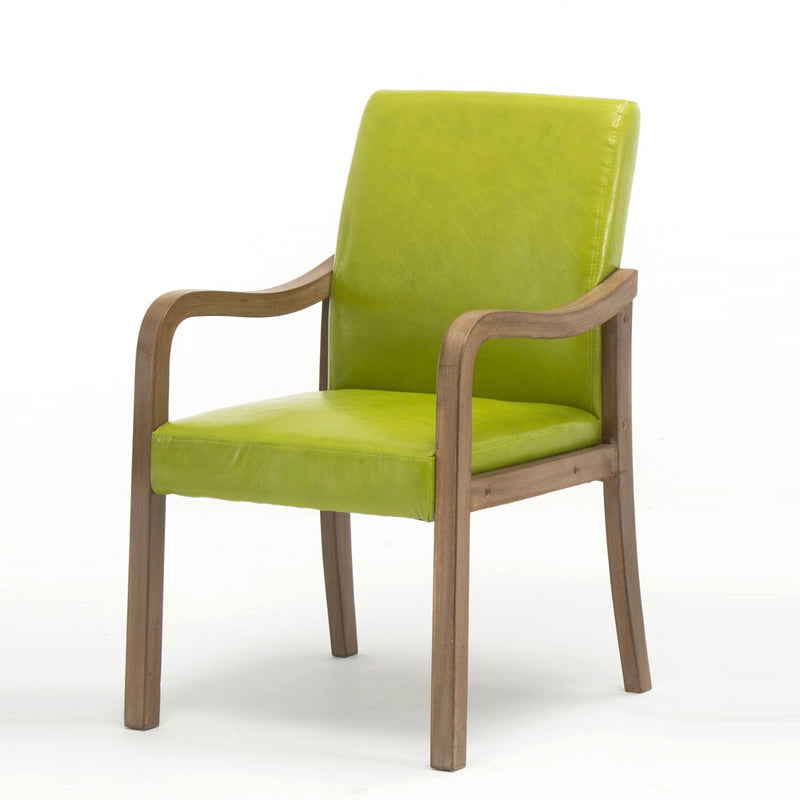 Contemporary Home Arm Chair Solid Back Upholstered Wood Dining Room Chair Fruit Green 1 Piece Natural Wood Clearhalo ' kitchen&dining_furn' 'Dining Chairs' 'Dining Tables & Seating' 'dining_chair' 'furn' 'furn_dining_chair' 'Furniture' 'furniture_dining_chair' 'Kitchen & Dining Furniture' 'kitchen' 3596866