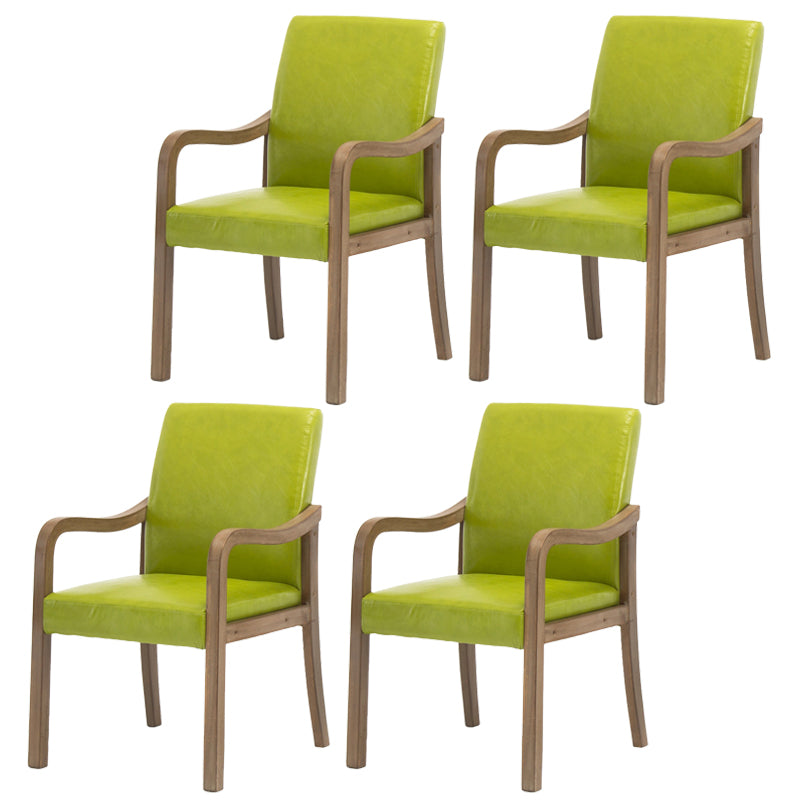 Contemporary Home Arm Chair Solid Back Upholstered Wood Dining Room Chair Fruit Green 4 Piece Set Natural Wood Clearhalo ' kitchen&dining_furn' 'Dining Chairs' 'Dining Tables & Seating' 'dining_chair' 'furn' 'furn_dining_chair' 'Furniture' 'furniture_dining_chair' 'Kitchen & Dining Furniture' 'kitchen' 3596868