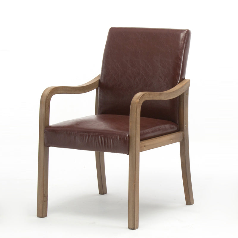 Contemporary Home Arm Chair Solid Back Upholstered Wood Dining Room Chair Brown 1 Piece Natural Wood Clearhalo ' kitchen&dining_furn' 'Dining Chairs' 'Dining Tables & Seating' 'dining_chair' 'furn' 'furn_dining_chair' 'Furniture' 'furniture_dining_chair' 'Kitchen & Dining Furniture' 'kitchen' 3596869