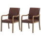 Contemporary Home Arm Chair Solid Back Upholstered Wood Dining Room Chair Brown 2 Piece Set Natural Wood Clearhalo ' kitchen&dining_furn' 'Dining Chairs' 'Dining Tables & Seating' 'dining_chair' 'furn' 'furn_dining_chair' 'Furniture' 'furniture_dining_chair' 'Kitchen & Dining Furniture' 'kitchen' 3596870