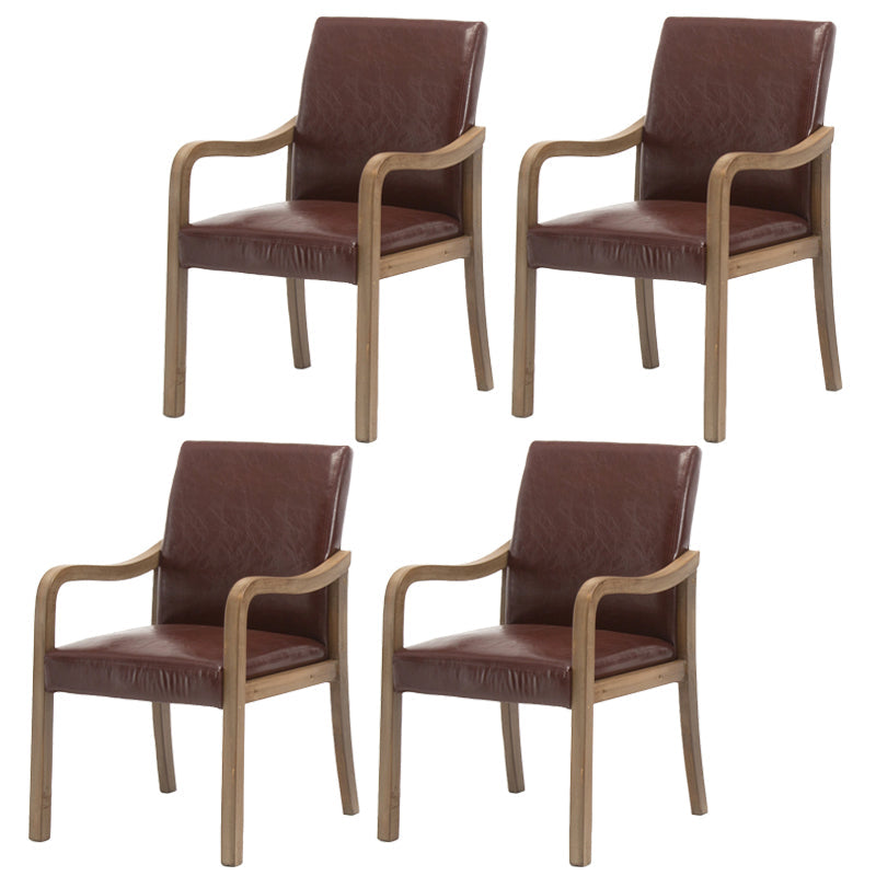 Contemporary Home Arm Chair Solid Back Upholstered Wood Dining Room Chair Brown 4 Piece Set Natural Wood Clearhalo ' kitchen&dining_furn' 'Dining Chairs' 'Dining Tables & Seating' 'dining_chair' 'furn' 'furn_dining_chair' 'Furniture' 'furniture_dining_chair' 'Kitchen & Dining Furniture' 'kitchen' 3596871