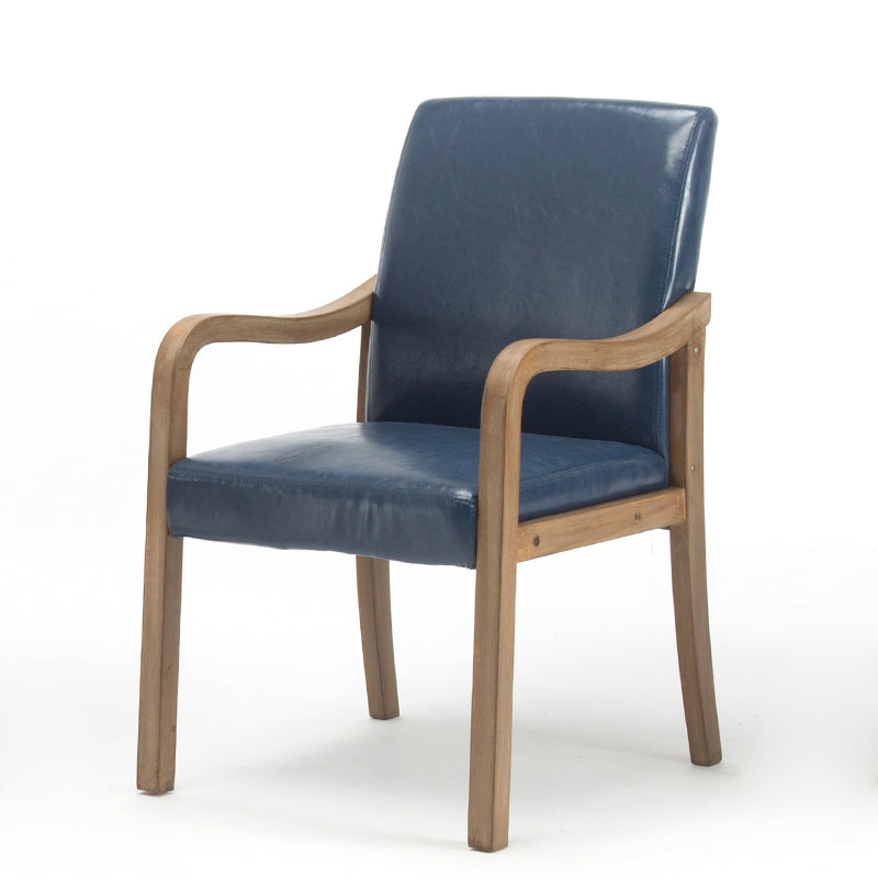 Contemporary Home Arm Chair Solid Back Upholstered Wood Dining Room Chair Blue 1 Piece Natural Wood Clearhalo ' kitchen&dining_furn' 'Dining Chairs' 'Dining Tables & Seating' 'dining_chair' 'furn' 'furn_dining_chair' 'Furniture' 'furniture_dining_chair' 'Kitchen & Dining Furniture' 'kitchen' 3596872