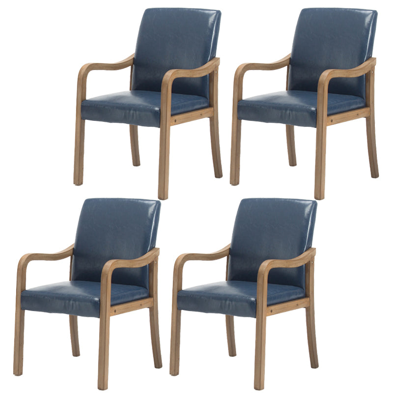 Contemporary Home Arm Chair Solid Back Upholstered Wood Dining Room Chair Blue 4 Piece Set Natural Wood Clearhalo ' kitchen&dining_furn' 'Dining Chairs' 'Dining Tables & Seating' 'dining_chair' 'furn' 'furn_dining_chair' 'Furniture' 'furniture_dining_chair' 'Kitchen & Dining Furniture' 'kitchen' 3596874