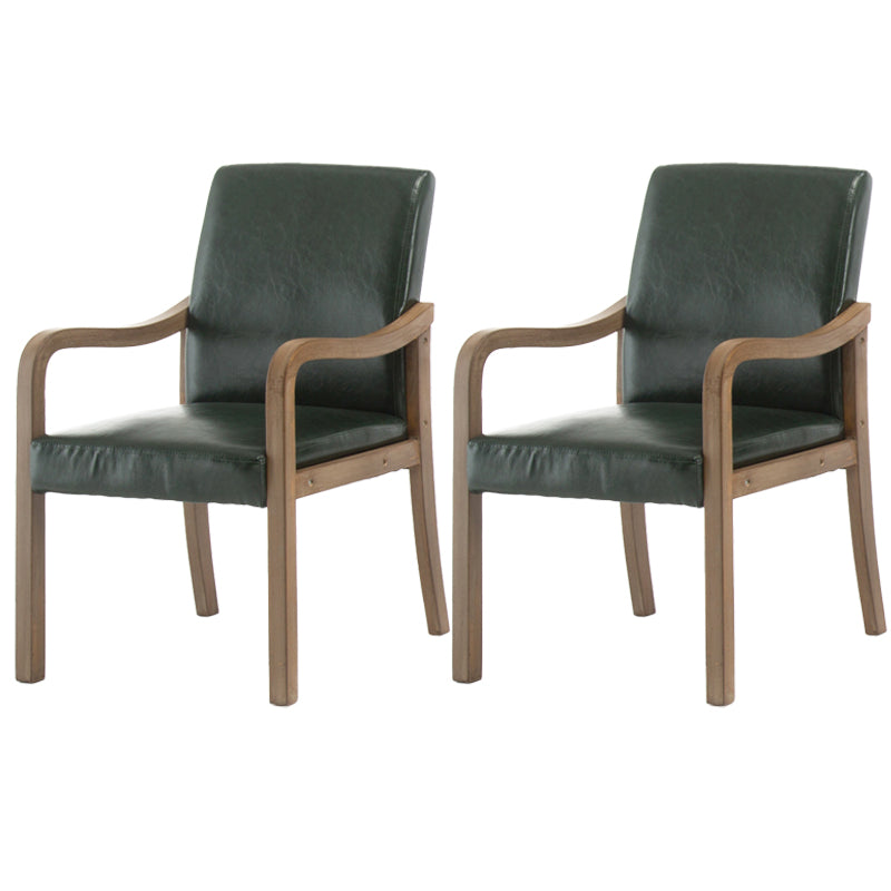 Contemporary Home Arm Chair Solid Back Upholstered Wood Dining Room Chair Blackish Green 2 Piece Set Natural Wood Clearhalo ' kitchen&dining_furn' 'Dining Chairs' 'Dining Tables & Seating' 'dining_chair' 'furn' 'furn_dining_chair' 'Furniture' 'furniture_dining_chair' 'Kitchen & Dining Furniture' 'kitchen' 3596876