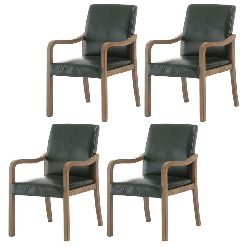 Contemporary Home Arm Chair Solid Back Upholstered Wood Dining Room Chair Blackish Green 4 Piece Set Natural Wood Clearhalo ' kitchen&dining_furn' 'Dining Chairs' 'Dining Tables & Seating' 'dining_chair' 'furn' 'furn_dining_chair' 'Furniture' 'furniture_dining_chair' 'Kitchen & Dining Furniture' 'kitchen' 3596877