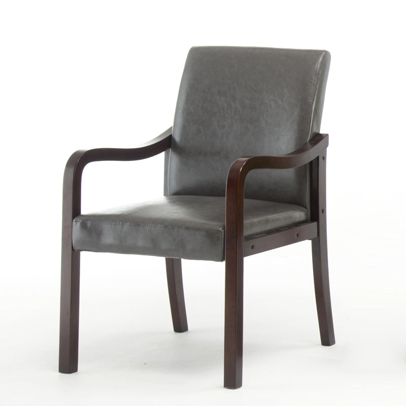 Contemporary Home Arm Chair Solid Back Upholstered Wood Dining Room Chair Smoke Gray 1 Piece Walnut Clearhalo ' kitchen&dining_furn' 'Dining Chairs' 'Dining Tables & Seating' 'dining_chair' 'furn' 'furn_dining_chair' 'Furniture' 'furniture_dining_chair' 'Kitchen & Dining Furniture' 'kitchen' 3596878