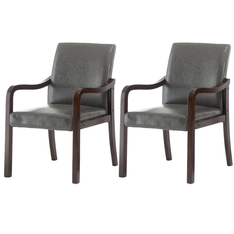 Contemporary Home Arm Chair Solid Back Upholstered Wood Dining Room Chair Smoke Gray 2 Piece Set Walnut Clearhalo ' kitchen&dining_furn' 'Dining Chairs' 'Dining Tables & Seating' 'dining_chair' 'furn' 'furn_dining_chair' 'Furniture' 'furniture_dining_chair' 'Kitchen & Dining Furniture' 'kitchen' 3596879
