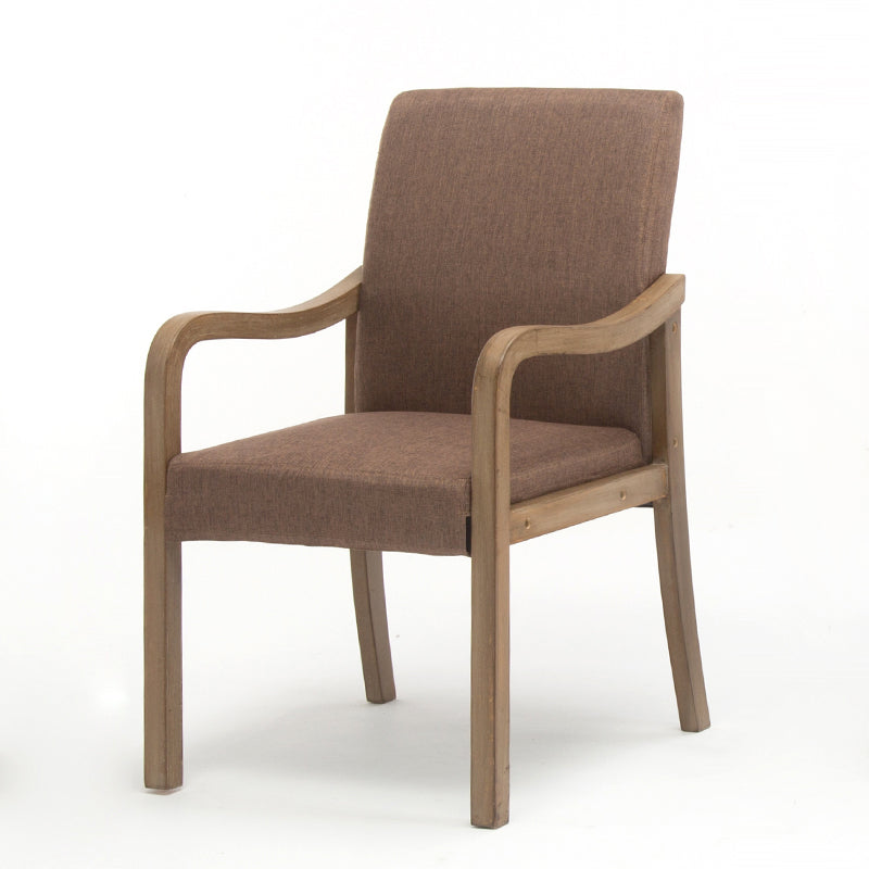 Contemporary Home Arm Chair Solid Back Upholstered Wood Dining Room Chair Coffee 1 Piece Natural Wood Clearhalo ' kitchen&dining_furn' 'Dining Chairs' 'Dining Tables & Seating' 'dining_chair' 'furn' 'furn_dining_chair' 'Furniture' 'furniture_dining_chair' 'Kitchen & Dining Furniture' 'kitchen' 3596881
