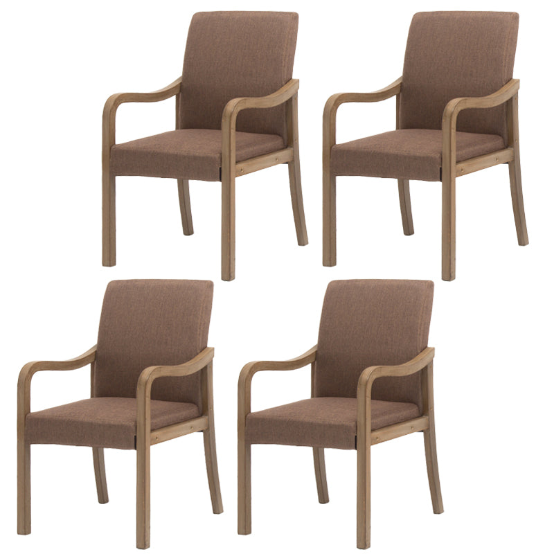 Contemporary Home Arm Chair Solid Back Upholstered Wood Dining Room Chair Coffee 4 Piece Set Natural Wood Clearhalo ' kitchen&dining_furn' 'Dining Chairs' 'Dining Tables & Seating' 'dining_chair' 'furn' 'furn_dining_chair' 'Furniture' 'furniture_dining_chair' 'Kitchen & Dining Furniture' 'kitchen' 3596883