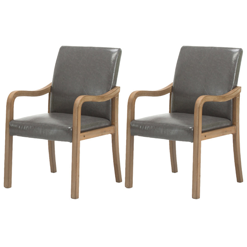 Contemporary Home Arm Chair Solid Back Upholstered Wood Dining Room Chair Smoke Gray 2 Piece Set Natural Wood Clearhalo ' kitchen&dining_furn' 'Dining Chairs' 'Dining Tables & Seating' 'dining_chair' 'furn' 'furn_dining_chair' 'Furniture' 'furniture_dining_chair' 'Kitchen & Dining Furniture' 'kitchen' 3596885