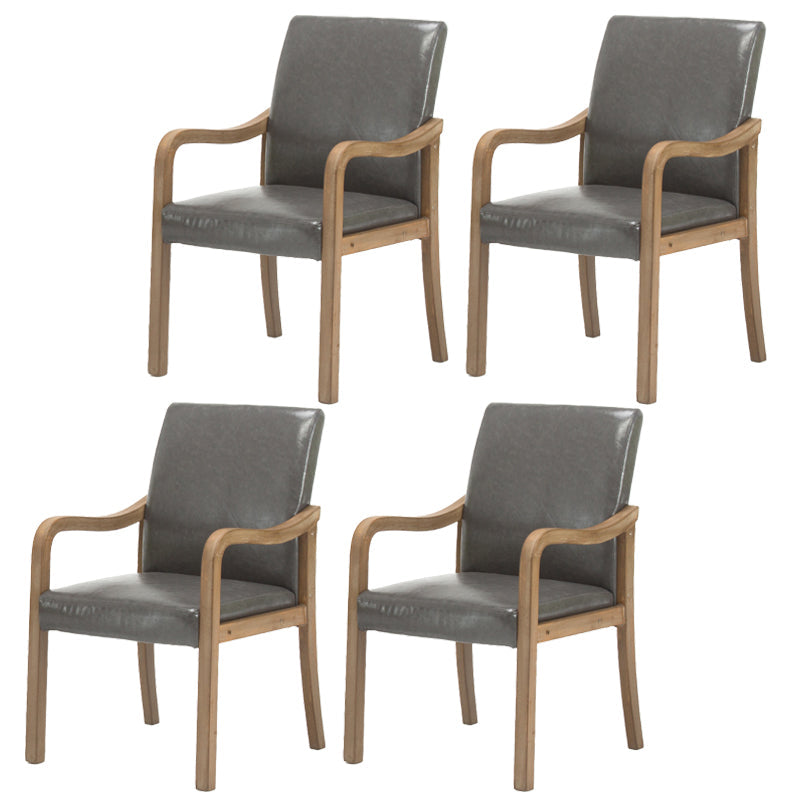 Contemporary Home Arm Chair Solid Back Upholstered Wood Dining Room Chair Smoke Gray 4 Piece Set Natural Wood Clearhalo ' kitchen&dining_furn' 'Dining Chairs' 'Dining Tables & Seating' 'dining_chair' 'furn' 'furn_dining_chair' 'Furniture' 'furniture_dining_chair' 'Kitchen & Dining Furniture' 'kitchen' 3596886