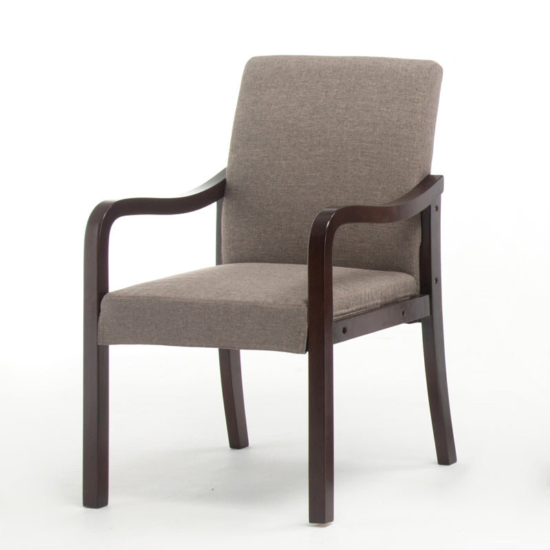 Contemporary Home Arm Chair Solid Back Upholstered Wood Dining Room Chair Grey 1 Piece Walnut Clearhalo ' kitchen&dining_furn' 'Dining Chairs' 'Dining Tables & Seating' 'dining_chair' 'furn' 'furn_dining_chair' 'Furniture' 'furniture_dining_chair' 'Kitchen & Dining Furniture' 'kitchen' 3596890