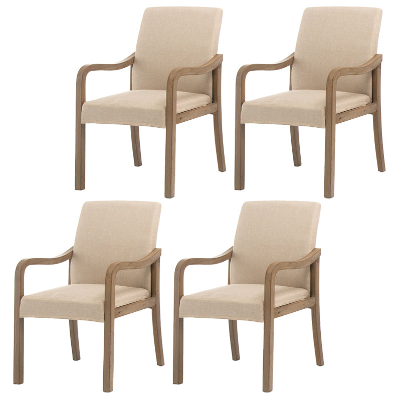 Contemporary Home Arm Chair Solid Back Upholstered Wood Dining Room Chair Khaki 4 Piece Set Natural Wood Clearhalo ' kitchen&dining_furn' 'Dining Chairs' 'Dining Tables & Seating' 'dining_chair' 'furn' 'furn_dining_chair' 'Furniture' 'furniture_dining_chair' 'Kitchen & Dining Furniture' 'kitchen' 3596895