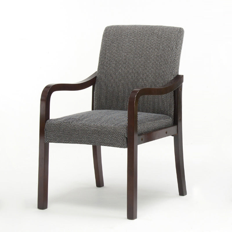 Contemporary Home Arm Chair Solid Back Upholstered Wood Dining Room Chair Black-Gray 1 Piece Walnut Clearhalo ' kitchen&dining_furn' 'Dining Chairs' 'Dining Tables & Seating' 'dining_chair' 'furn' 'furn_dining_chair' 'Furniture' 'furniture_dining_chair' 'Kitchen & Dining Furniture' 'kitchen' 3596896