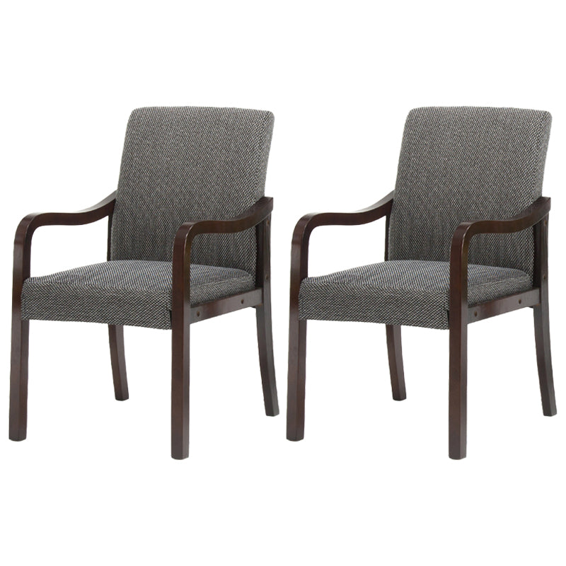 Contemporary Home Arm Chair Solid Back Upholstered Wood Dining Room Chair Black-Gray 2 Piece Set Walnut Clearhalo ' kitchen&dining_furn' 'Dining Chairs' 'Dining Tables & Seating' 'dining_chair' 'furn' 'furn_dining_chair' 'Furniture' 'furniture_dining_chair' 'Kitchen & Dining Furniture' 'kitchen' 3596897