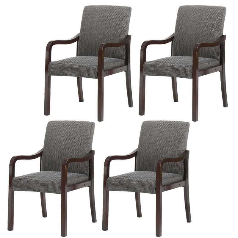 Contemporary Home Arm Chair Solid Back Upholstered Wood Dining Room Chair Black-Gray 4 Piece Set Walnut Clearhalo ' kitchen&dining_furn' 'Dining Chairs' 'Dining Tables & Seating' 'dining_chair' 'furn' 'furn_dining_chair' 'Furniture' 'furniture_dining_chair' 'Kitchen & Dining Furniture' 'kitchen' 3596898